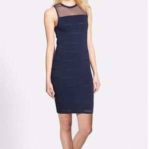 Sam Edelman Navy Mesh‎ Knit BodyCon Dress